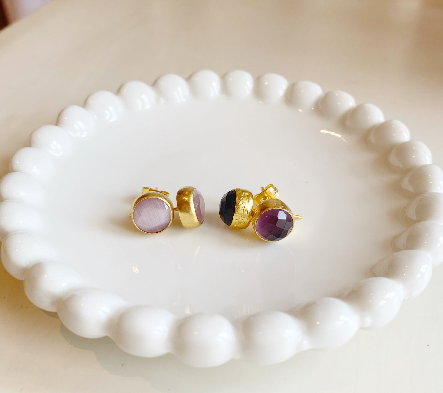 flat circle stone ピアス アメジスト